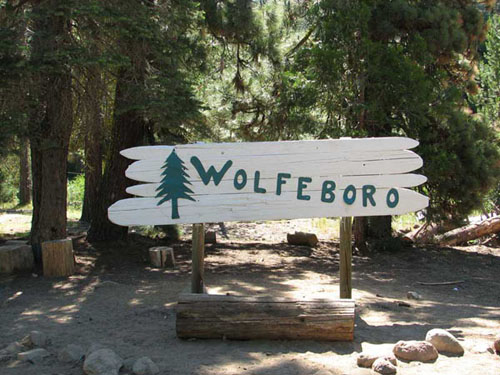 Photo of main entrance sign for Camp Wolfeboro
